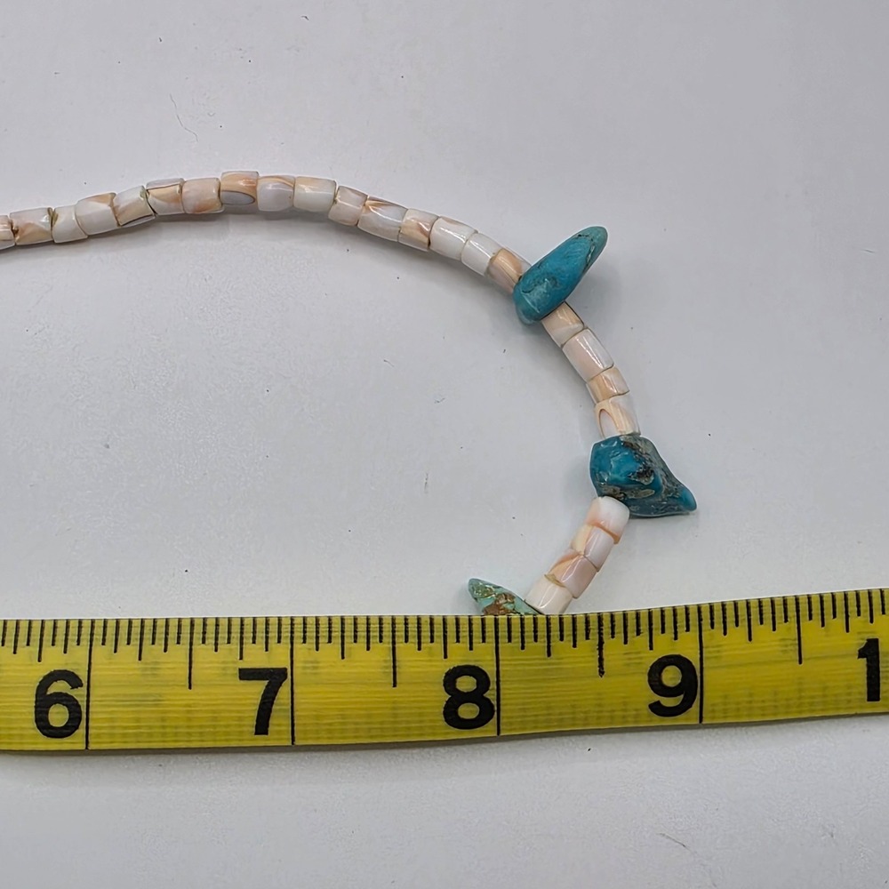 Vintage Unisex Adult Silver Tone Coral Beads‎ Ethnic Summer Beach Turquoise 18" - Picture 7 of 9